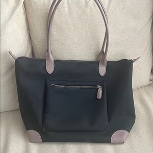 Doris&Jacky Black Tote Bag with Mauve Accents